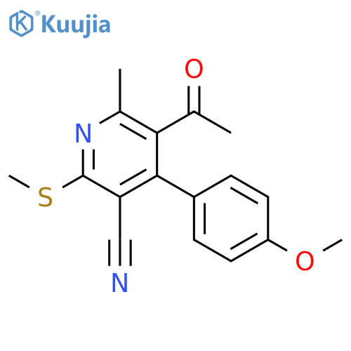 3-Pyridinecarbonitrile,5-acetyl-4-(4-methoxyphenyl)-6-methyl-2-(methylthio)- structure
