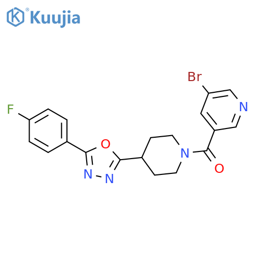3-bromo-5-{4-5-(4-fluorophenyl)-1,3,4-oxadiazol-2-ylpiperidine-1-carbonyl}pyridine structure
