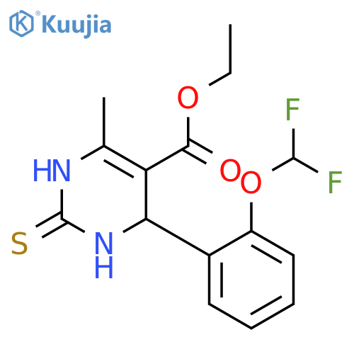 ethyl 4-[2-(difluoromethoxy)phenyl]-6-methyl-2-sulfanylidene-1,2,3,4-tetrahydropyrimidine-5-carboxylate structure