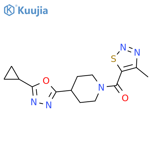4-(5-cyclopropyl-1,3,4-oxadiazol-2-yl)-1-(4-methyl-1,2,3-thiadiazole-5-carbonyl)piperidine structure