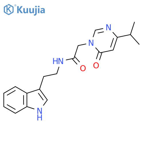 N-[2-(1H-indol-3-yl)ethyl]-2-[6-oxo-4-(propan-2-yl)-1,6-dihydropyrimidin-1-yl]acetamide structure