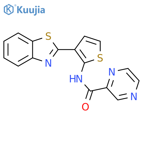 N-[3-(1,3-benzothiazol-2-yl)thiophen-2-yl]pyrazine-2-carboxamide structure
