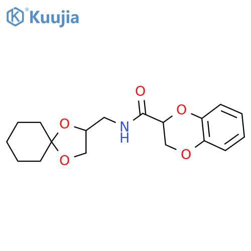 N-({1,4-dioxaspiro4.5decan-2-yl}methyl)-2,3-dihydro-1,4-benzodioxine-2-carboxamide structure