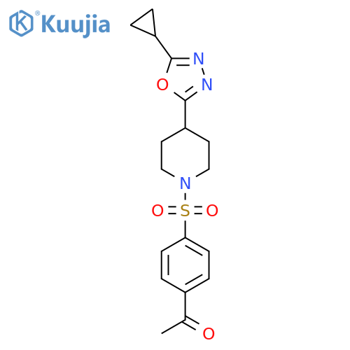 1-(4-{4-(5-cyclopropyl-1,3,4-oxadiazol-2-yl)piperidin-1-ylsulfonyl}phenyl)ethan-1-one structure