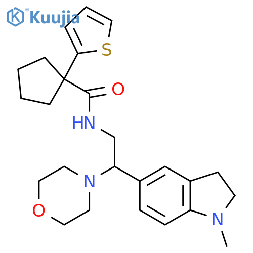 N-2-(1-methyl-2,3-dihydro-1H-indol-5-yl)-2-(morpholin-4-yl)ethyl-1-(thiophen-2-yl)cyclopentane-1-carboxamide structure