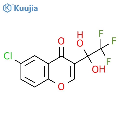 6-chloro-3-(2,2,2-trifluoro-1,1-dihydroxyethyl)-4H-chromen-4-one structure