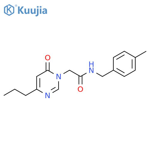 N-[(4-methylphenyl)methyl]-2-(6-oxo-4-propyl-1,6-dihydropyrimidin-1-yl)acetamide structure