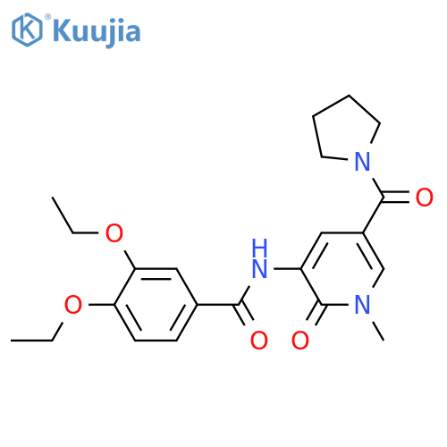 3,4-diethoxy-N-[1-methyl-2-oxo-5-(pyrrolidine-1-carbonyl)-1,2-dihydropyridin-3-yl]benzamide structure