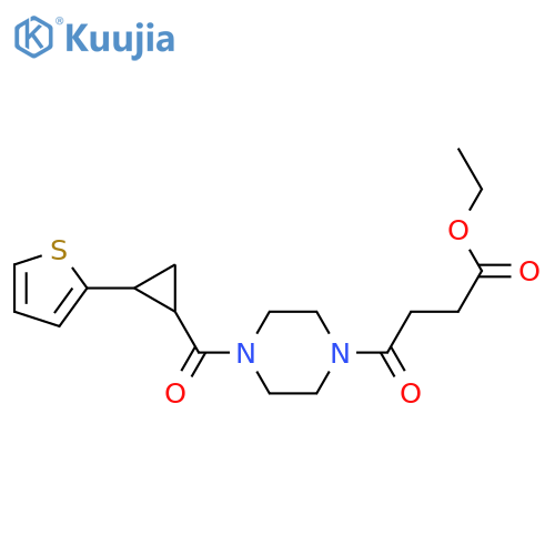 ethyl 4-oxo-4-{4-2-(thiophen-2-yl)cyclopropanecarbonylpiperazin-1-yl}butanoate structure