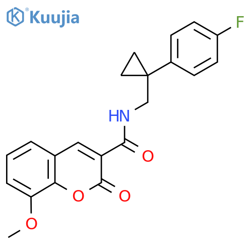 N-{1-(4-fluorophenyl)cyclopropylmethyl}-8-methoxy-2-oxo-2H-chromene-3-carboxamide structure