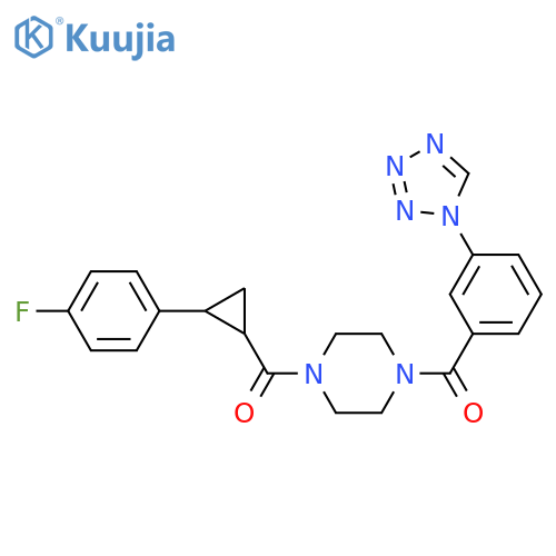 1-[2-(4-fluorophenyl)cyclopropanecarbonyl]-4-[3-(1H-1,2,3,4-tetrazol-1-yl)benzoyl]piperazine structure