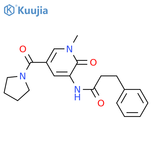 N-[1-methyl-2-oxo-5-(pyrrolidine-1-carbonyl)-1,2-dihydropyridin-3-yl]-3-phenylpropanamide structure