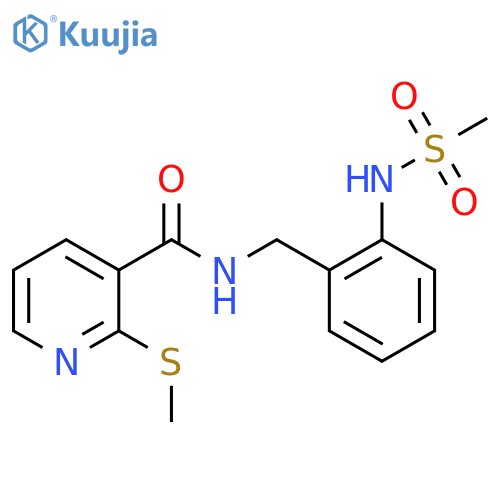N-[(2-methanesulfonamidophenyl)methyl]-2-(methylsulfanyl)pyridine-3-carboxamide structure