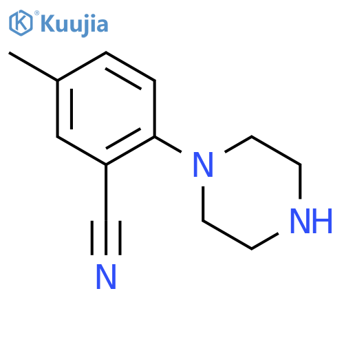 5-Methyl-2-(piperazin-1-yl)benzonitrile structure