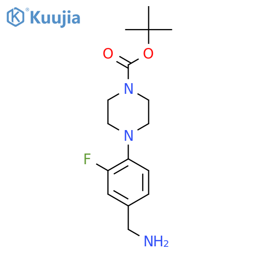 Tert-butyl 4-[4-(aminomethyl)-2-fluorophenyl]piperazine-1-carboxylate structure