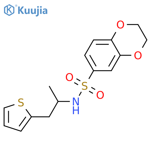 N-[1-(thiophen-2-yl)propan-2-yl]-2,3-dihydro-1,4-benzodioxine-6-sulfonamide structure