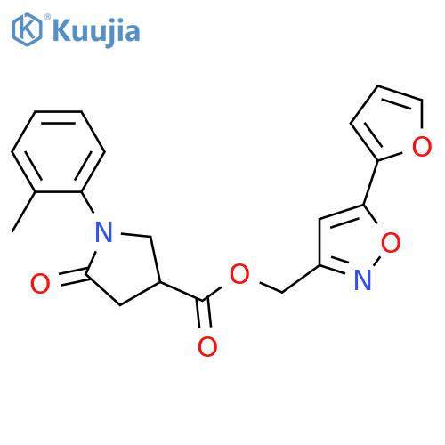 5-(furan-2-yl)-1,2-oxazol-3-ylmethyl 1-(2-methylphenyl)-5-oxopyrrolidine-3-carboxylate structure