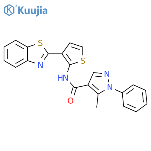 N-[3-(1,3-benzothiazol-2-yl)thiophen-2-yl]-5-methyl-1-phenyl-1H-pyrazole-4-carboxamide structure