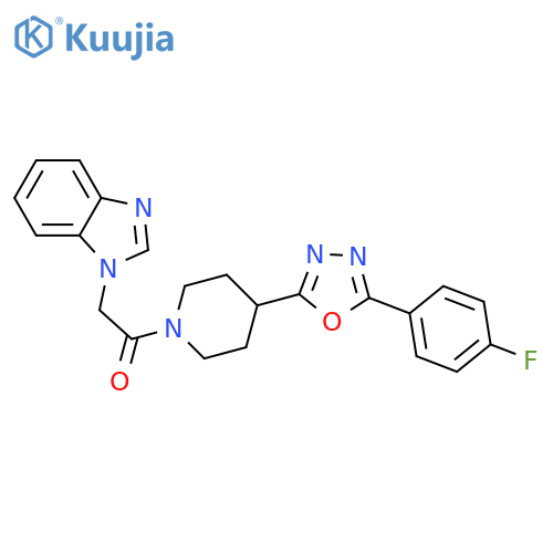 2-(1H-1,3-benzodiazol-1-yl)-1-{4-5-(4-fluorophenyl)-1,3,4-oxadiazol-2-ylpiperidin-1-yl}ethan-1-one structure