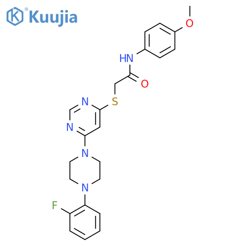 2-({6-[4-(2-fluorophenyl)piperazin-1-yl]pyrimidin-4-yl}sulfanyl)-N-(4-methoxyphenyl)acetamide structure