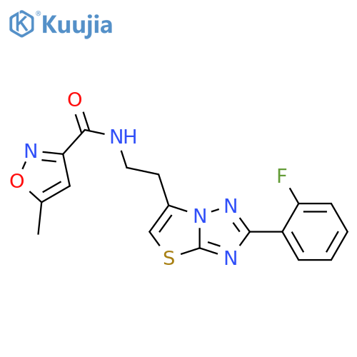 N-{2-2-(2-fluorophenyl)-1,2,4triazolo3,2-b1,3thiazol-6-ylethyl}-5-methyl-1,2-oxazole-3-carboxamide structure