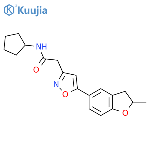 N-cyclopentyl-2-5-(2-methyl-2,3-dihydro-1-benzofuran-5-yl)-1,2-oxazol-3-ylacetamide structure