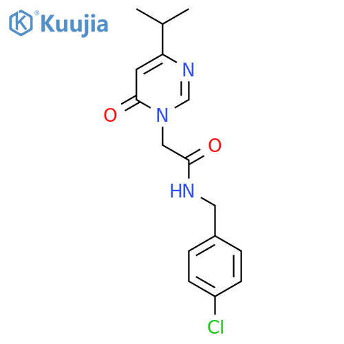 N-(4-chlorophenyl)methyl-2-6-oxo-4-(propan-2-yl)-1,6-dihydropyrimidin-1-ylacetamide structure