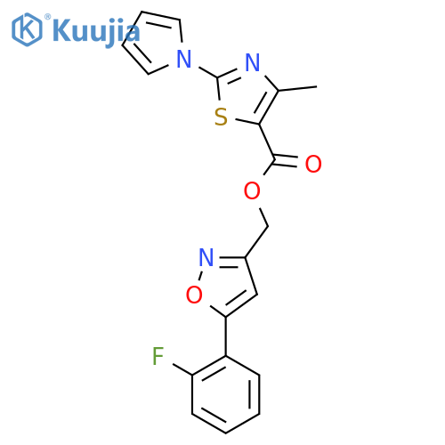 5-(2-fluorophenyl)-1,2-oxazol-3-ylmethyl 4-methyl-2-(1H-pyrrol-1-yl)-1,3-thiazole-5-carboxylate structure