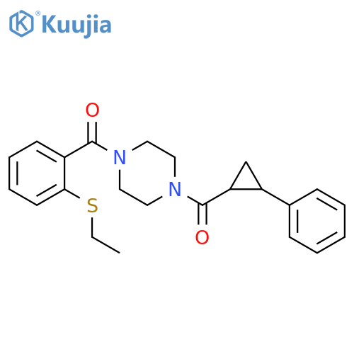 1-2-(ethylsulfanyl)benzoyl-4-(2-phenylcyclopropanecarbonyl)piperazine structure