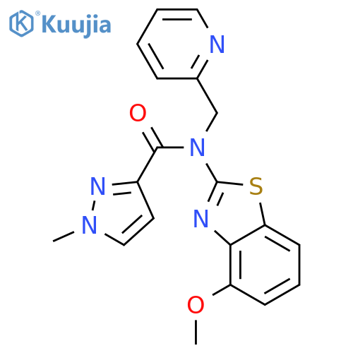 N-(4-methoxy-1,3-benzothiazol-2-yl)-1-methyl-N-(pyridin-2-yl)methyl-1H-pyrazole-3-carboxamide structure