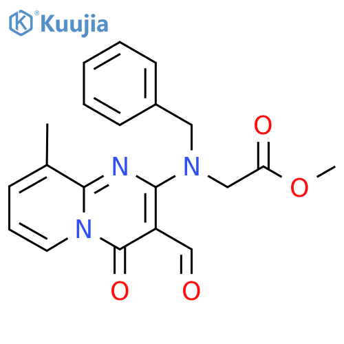 methyl 2-benzyl({3-formyl-9-methyl-4-oxo-4H-pyrido1,2-apyrimidin-2-yl})aminoacetate structure