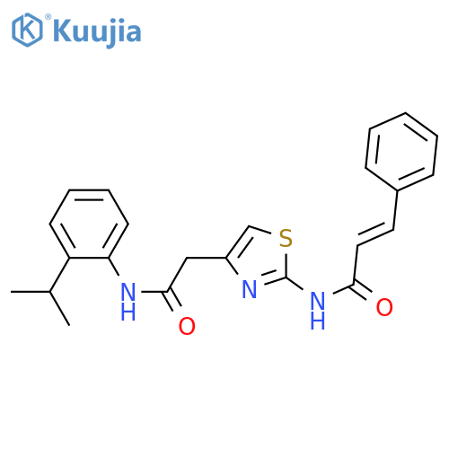 (2E)-3-phenyl-N-[4-({[2-(propan-2-yl)phenyl]carbamoyl}methyl)-1,3-thiazol-2-yl]prop-2-enamide structure
