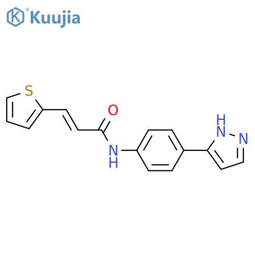 (2E)-N-4-(1H-pyrazol-3-yl)phenyl-3-(thiophen-2-yl)prop-2-enamide structure