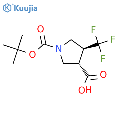 trans-1-tert-butoxycarbonyl-4-(trifluoromethyl)pyrrolidine-3-carboxylic acid structure