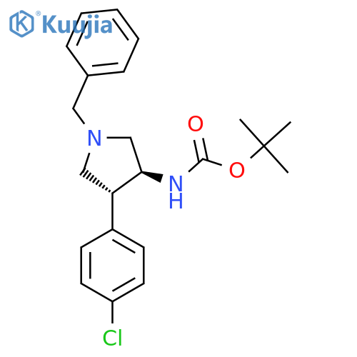 trans (+/-)-Tert-butyl 1-benzyl-4-(4-chlorophenyl) pyrrolidin-3-ylcarbamate structure