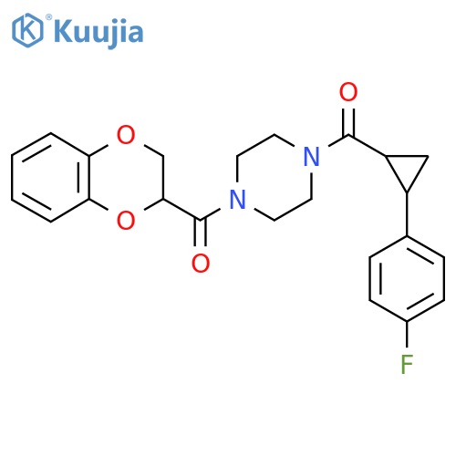 1-(2,3-dihydro-1,4-benzodioxine-2-carbonyl)-4-2-(4-fluorophenyl)cyclopropanecarbonylpiperazine structure