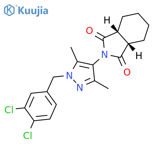 <br>2-[1-(3,4-Dichloro-benzyl)-3,5-dimethyl-1H-pyrazol-4-yl]-hexahydro-isoindol e-1,3-dione structure