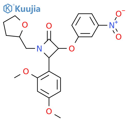 4-(2,4-Dimethoxyphenyl)-3-(3-nitrophenoxy)-1-(oxolan-2-ylmethyl)azetidin-2-one structure