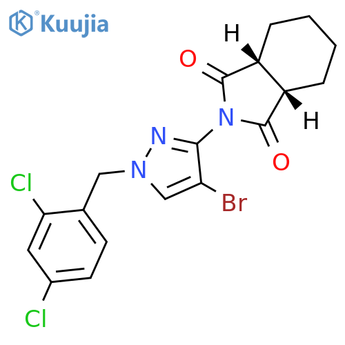 <br>(3aR,7aS)-2-[4-bromo-1-(2,4-dichlorobenzyl)-1H-pyrazol-3-yl]hexahydro-1H-is oindole-1,3(2H)-dione structure