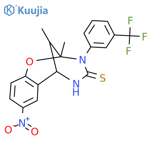 9,13-dimethyl-4-nitro-10-3-(trifluoromethyl)phenyl-8-oxa-10,12-diazatricyclo7.3.1.0^{2,7}trideca-2,4,6-triene-11-thione structure