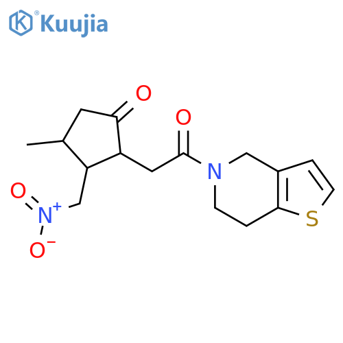 4-methyl-3-(nitromethyl)-2-(2-oxo-2-{4H,5H,6H,7H-thieno[3,2-c]pyridin-5-yl}ethyl)cyclopentan-1-one structure
