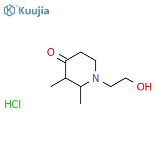 1-(2-hydroxyethyl)-2,3-dimethylpiperidin-4-one structure