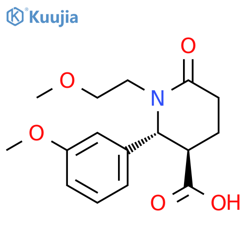 1-(2-methoxyethyl)-2-(3-methoxyphenyl)-6-oxo-3-piperidinecarboxylic acid structure