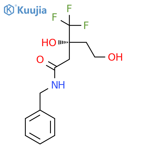 (3R)-N-benzyl-3,5-dihydroxy-3-(trifluoromethyl)pentanamide structure