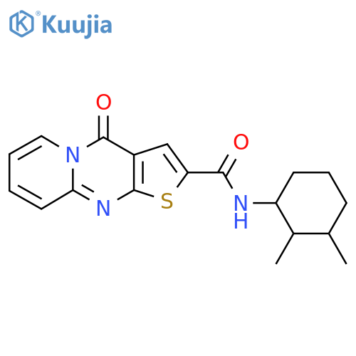 N-(2,3-dimethylcyclohexyl)-2-oxo-6-thia-1,8-diazatricyclo7.4.0.0^{3,7}trideca-3(7),4,8,10,12-pentaene-5-carboxamide structure