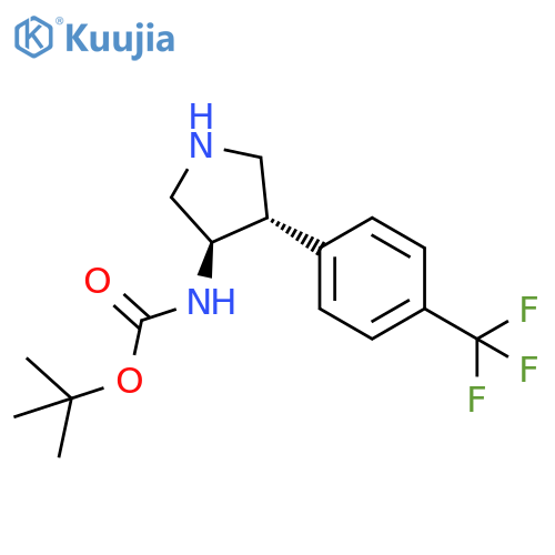 Trans (+/-) tert-butyl 4-(4-(trifluoromethyl)phenyl)pyrrolidin-3-ylcarbamate structure