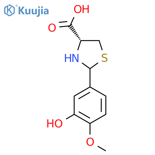 (4R)-2-(3-hydroxy-4-methoxyphenyl)-1,3-thiazolidine-4-carboxylic acid structure