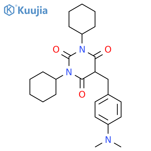 1,3-dicyclohexyl-5-[[4-(dimethylamino)phenyl]methyl]-1,3-diazinane-2,4,6-trione structure