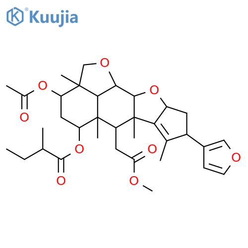 (2aR,3R,5S,5aR,6R,6aR,8R,9aR,10aS,10bR,10cR)-3-(acetyloxy)-8-(furan-3-yl)-6-(2-methoxy-2-oxoethyl)-2a,5a,6a,7-tetramethyl-2a,4,5,5a,6,6a,8,9,9a,10a,10b,10c-dodecahydro-2H,3H-cyclopenta[d]naphtho[2,3-b:1,8-b'c']difuran-5-yl (2S)-2-methylbutanoate structure