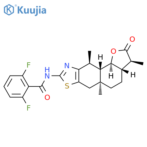 2,6-Difluoro-N-((3S,3aS,5aS,10S,10aS,10bS)-3,5a,10-trimethyl-2-oxo-2,3,3a,4,5,5a,6,10,10a,10b-decahydrofuro3',2':7,8naphtho2,3-dthiazol-8-yl)benzamide structure